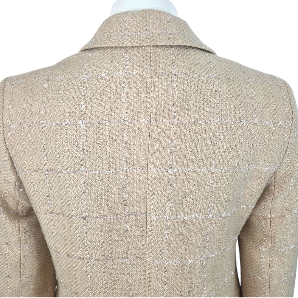 Ann Taylor Tweed Blazer Suit Jacket NEW Double Breasted Womens 4 Beige Tan - Picture 9 of 14